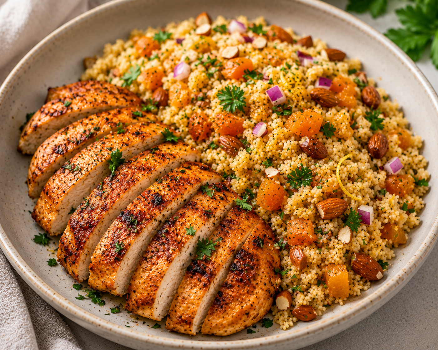 Golden Apricot Chicken Couscous
