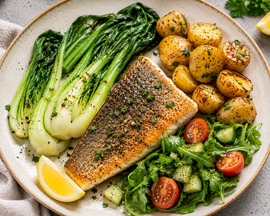 Nourish Pan Seared Seaside Seabass & Greens