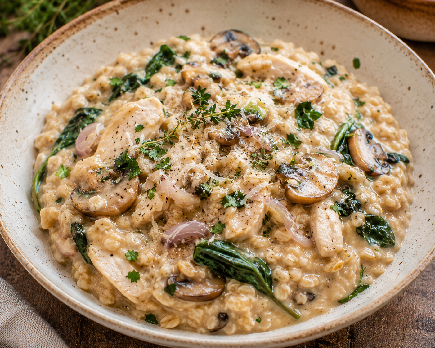 Creamy Mushroom Oat Recovery Risotto